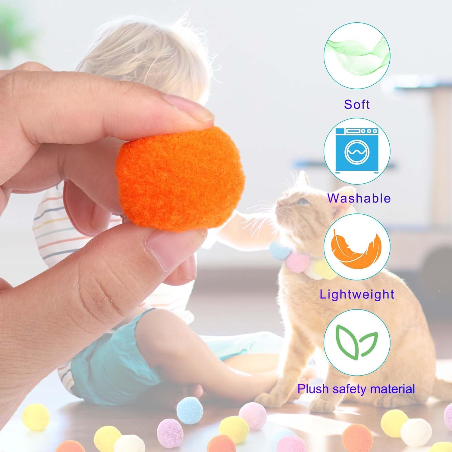 Cat Toy Ball Launcher Gun Cat Fetch Toy Gun Shooter Plush Ball Shooting Gun With 20Pcs Pom Pom Balls  Toys Interactive For Indoor Cats